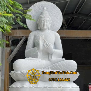 Mẫu tượng Phật Thích Ca bằng đá cẩm thạch trắng tự nhiên cao 2,5 mét (TC002)