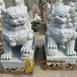 Tượng kỳ lân bằng đá xám cao 80 cm(KL007)