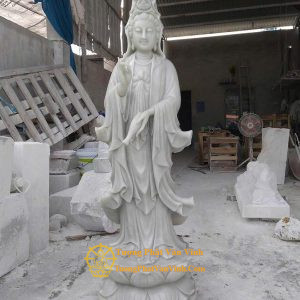 Mẫu tượng Phật Bà Quan Âm bằng đá tự nhiên cao 1m80 (QA01)
