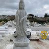 Mẫu tượng Phật Bà Quan Thế Âm Bồ Tát bằng đá trắng Non Nước cao 1,2 mét (QA003)