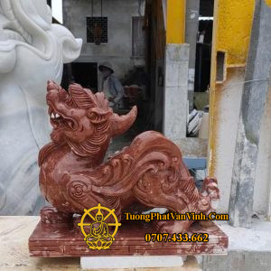 Cặp tỳ hưu bằng đá đỏ dài 68 cm (TH008)