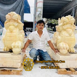 Cặp tỳ hưu bằng đá vàng cà rốt dài 1,2 mét (TH001)