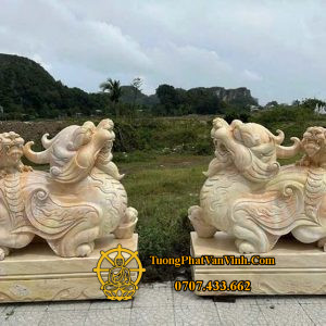 Cặp tỳ hưu bằng đá vàng cà rốt dài 1,27 mét (TH005)
