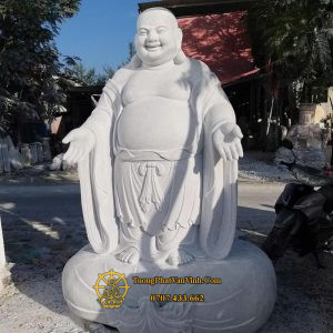 Mẫu tượng Phật Di Lặc Ban Phước Lành bằng đá cẩm thạch trắng tự nhiên cao 1,7 mét (DL003)