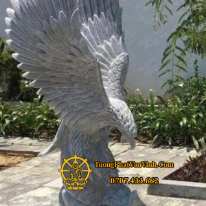 Tượng Đại Bàng săn mồi đá cẩm thạch xám tự nhiên cao 1,1 mét (ĐB003)