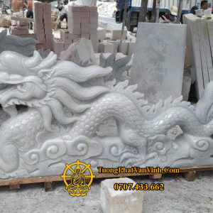 Tượng Ông Rồng bằng đá trắng nguyên khối dài 2 mét (R007)